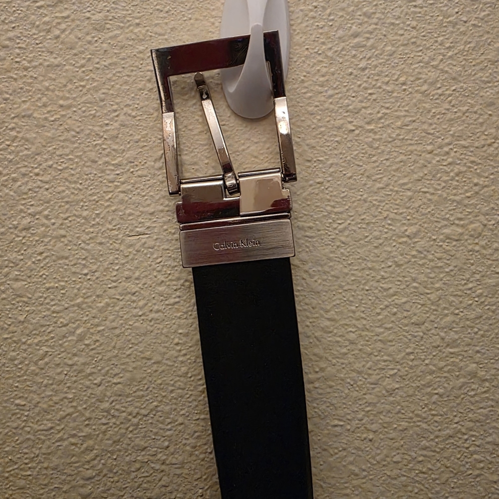 Calvin Klein Black Belt with Silver Buckle